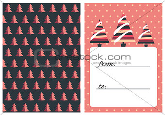 Collection of 2 Christmas card templates. Christmas Posters set. Vector illustration. New Year collection. Greeting seasonal for scrapbooking and invitations.