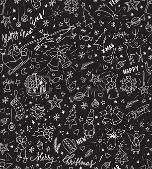 Sketchy doodle winter Christmas and New Year pattern