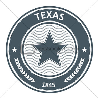 Texas emblem - round stamp with star
