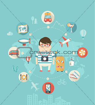 Concept of travelling, vector.