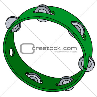 Green plastic tambourine