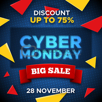 Cyber Monday promo banner vector background