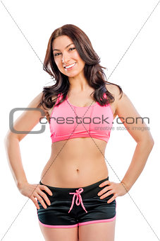 athlete girl with a beautiful smile on a white background