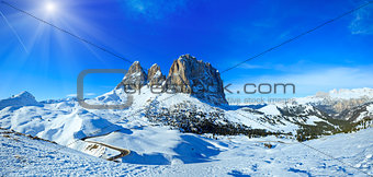 Sunshiny winter mountain panorama.