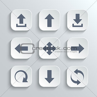 Arrows icon set - vector white app buttons