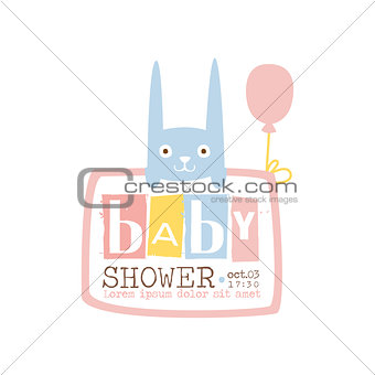 Baby Shower Invitation Design Template With Rabbit
