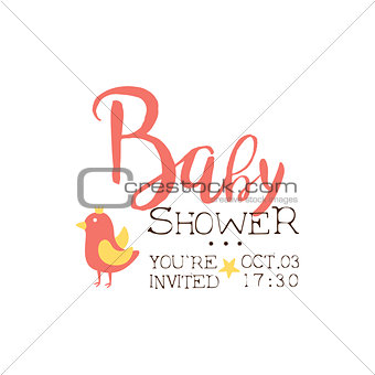 Baby Shower Invitation Design Template With Bird