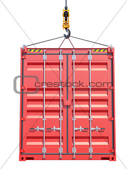 Shipping container. Crane hook