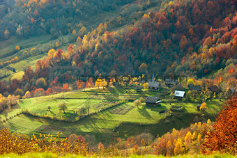 Autumn in mountain village 