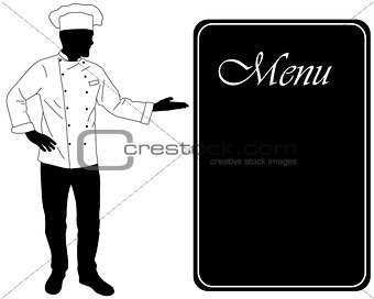 kitchen chef offers dinning menu silhouette