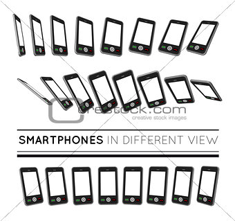 Smartphones in different view.