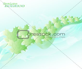 Abstract sky background with lines and leaves. EPS10 vector illustration
