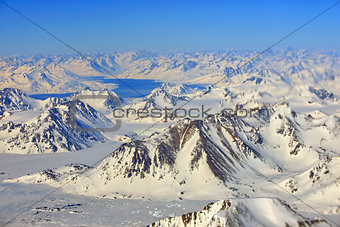 View at Greenland frozen mountains 