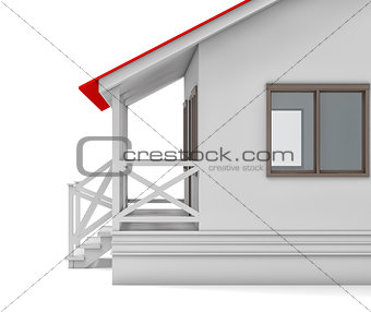 House close-up. Covered porch and window