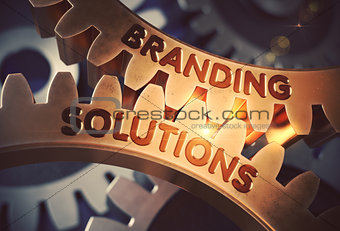 Branding Solutions on Golden Cog Gears. 3D Illustration.