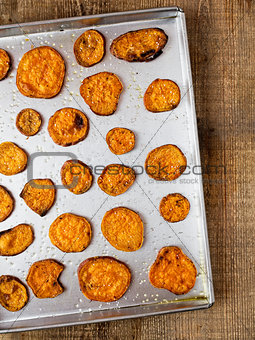 rustic golden sweet potato chips