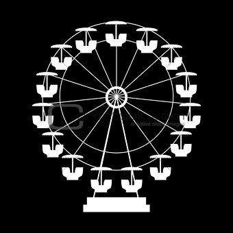Ferris Wheel Icon Silhouette. Entertainment Round Attraction. Ve