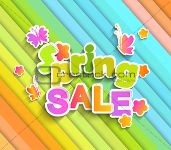 Inscription Spring sale with butterfly.