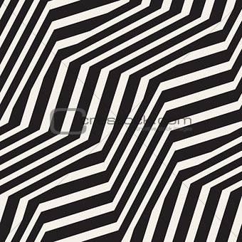 ZigZag Edgy Stripes Optical Illusion Effect. Vector Seamless Black and White Pattern.