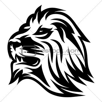 monochrome pattern with lion's head for a logo or packaging