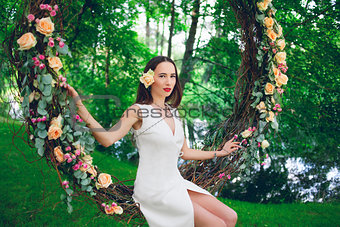 beautiful woman in white dress