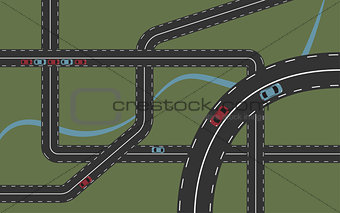 Background with roads and cars