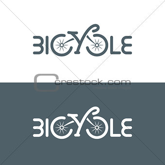Typographic bicycle logo. Vector illustration.
