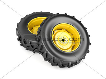 Two tractor wheels
