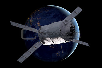 Cargo spacecraft - The Automated Transfer Vehicle over the planet Earth.