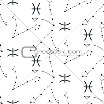 Pisces constellation seamless vector pattern.