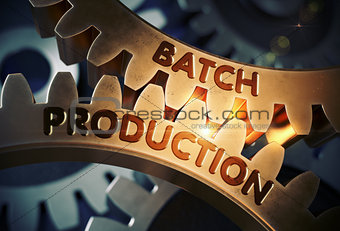 Batch Production on Golden Gears. 3D Illustration.