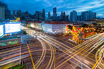 Traffic Light Trails in Singapore Chinatown