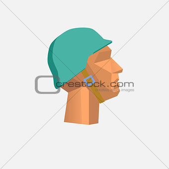 Low poly character military head