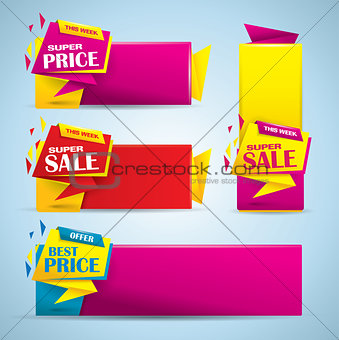 Promotional sale banner set in vibrant colors
