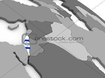Israel on globe with flag
