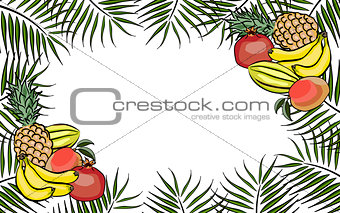 Frame background tropical fruits