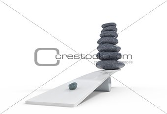 Wrong balancing stones set and small heavy 3d illustration