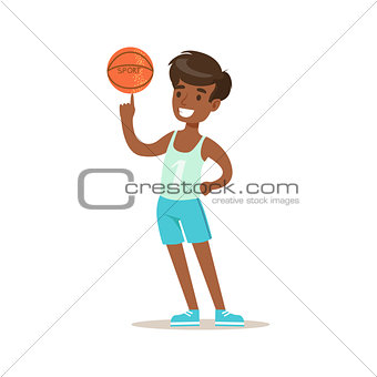 Boy Wisth Basketball Ball, Traditional Male Kid Role Expected Classic Behavior Illustration