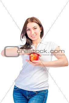 happy girl and an apple in her hands