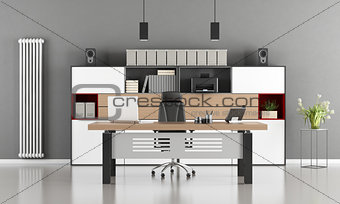Gray and white modern office