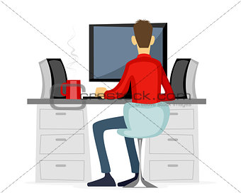 Guy working at computer