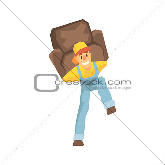 Smiling Strong Worker Carrying An Armchair On His Back, Delivery Company Employee Delivering Shipments Illustration
