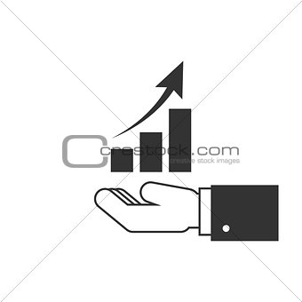 Hand holding a chart diagram icon