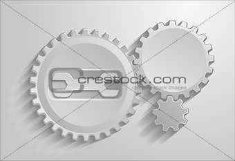 Gears on gray background with shadows.  