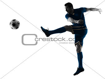 soccer player man kicking silhouette isolated