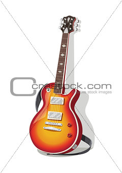 Classic electric guitar with strap.