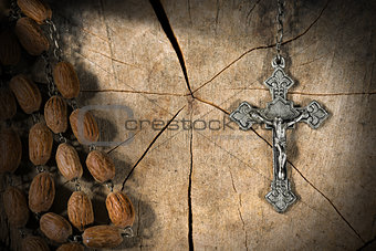 Old Rosary with Beads and Cross