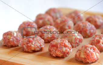 Raw Uncooked Meatballs