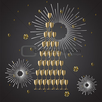 Champagne glass stack festive vector background.