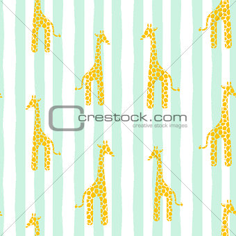 Giraffe skin vector seamless pattern. Safari animal texture stains background with lines for kids.
